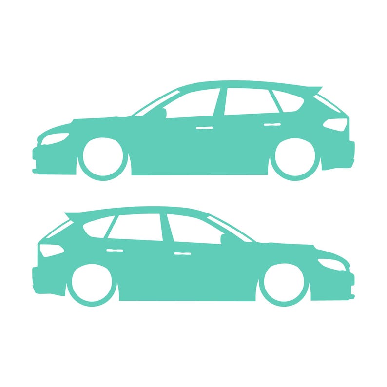 Conjunto de 2 adesivos com silhueta de carro rebaixado para Subaru Impreza WRX STI 3ª geração Hatchback GH Mint