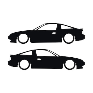 Set Of 2 Lowered Car Silhouette Decal Stickers For Nissan 180SX - 240SX S13 Black