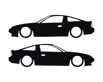 Set Of 2 Lowered Car Silhouette Decal Stickers For Nissan 180SX - 240SX S13