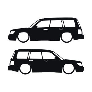 Set Of 2 Lowered Car Silhouette Decal Stickers For Subaru Forester 1st Gen SF Black