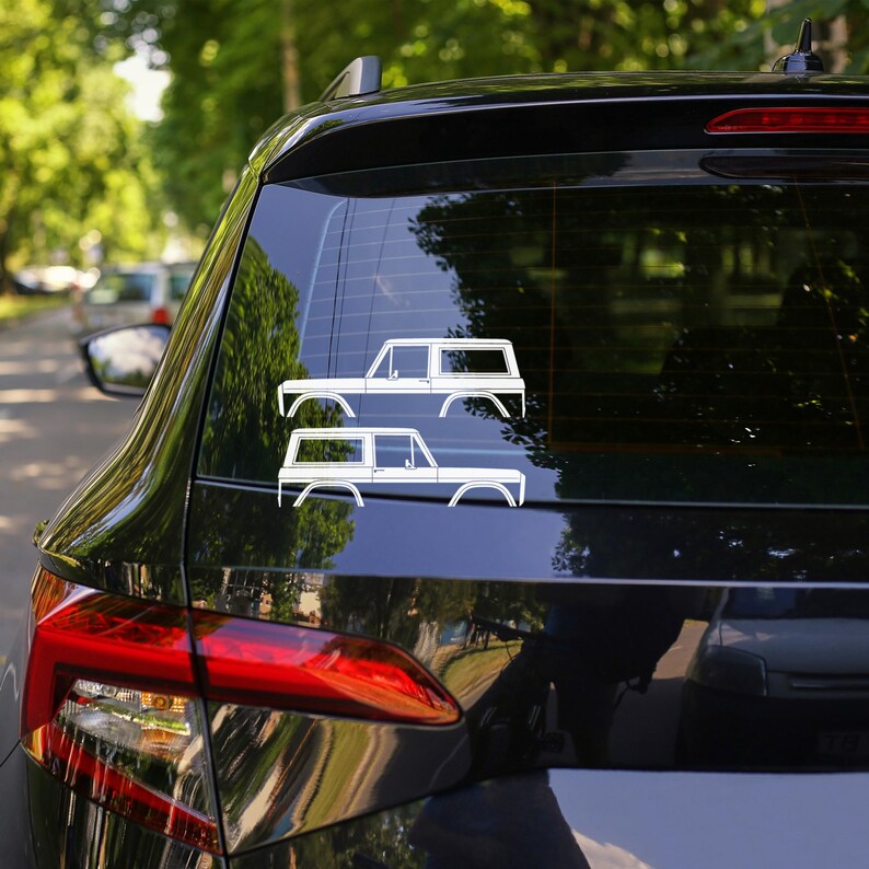 Set Of 2 Car Silhouette Decal Stickers For Classic Ford Bronco 1st Gen Top Removed image 2