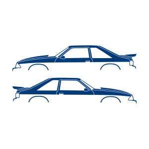 Set Of 2 Car Silhouette Decal Stickers For Ford Mustang SALEEN Fox-body Hatch Hatchback Blue