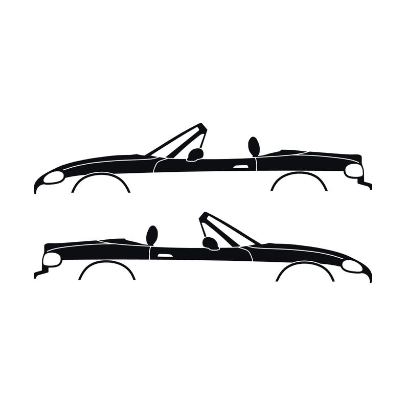 Set Of 2 Lowered Car Silhouette Decal Stickers For Mazda Miata MX5 NB Black