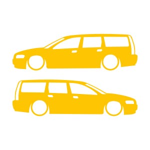 Set Of 2 Car Silhouette Decal Stickers For Volvo V70 T5 R 2nd Gen 2000-07 Yellow