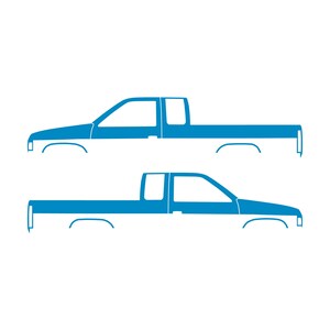 Set Of 2 Truck Silhouette Decal Stickers For Nissan D21 Hardbody King Cab Pickup Light Blue