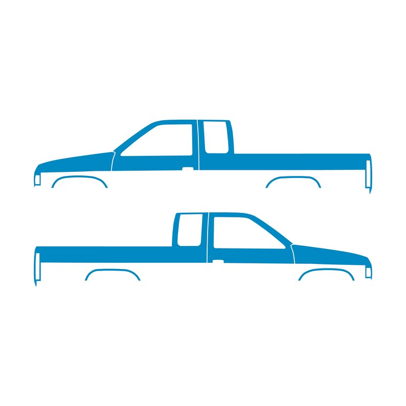 Set Of 2 Truck Silhouette Decal Stickers For Nissan D21 Hardbody King Cab Pickup Light Blue