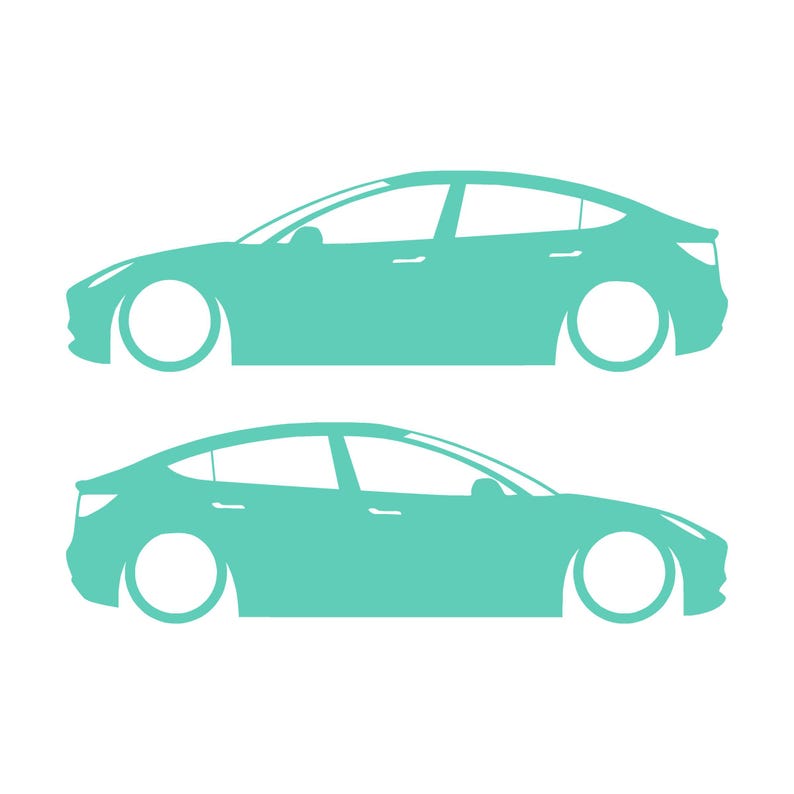 Set Of 2 Lowered Car Silhouette Decal Stickers For Tesla Model Y Mint