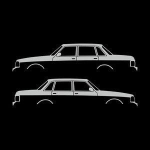 Set Of 2 Car Silhouette Decal Stickers For Volvo 244 Sedan Light Grey