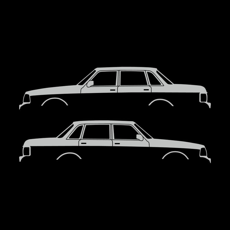 Set Of 2 Car Silhouette Decal Stickers For Volvo 244 Sedan Light Grey
