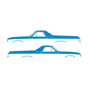 Set Of 2 Car Silhouette Decal Stickers For 1974 Chevrolet El Camino 4th Gen Light Blue
