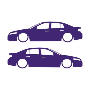 Set Of 2 Lowered Car Silhouette Decal Stickers For Acura TL UA6 2004-08 3rd Gen Sedan Purple