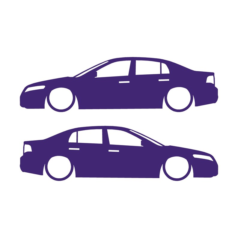 Set Of 2 Lowered Car Silhouette Decal Stickers For Acura TL UA6 2004-08 3rd Gen Sedan Purple