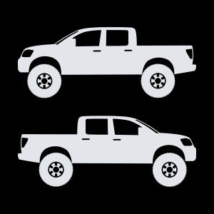 日産タイタン クルーキャブ 初代モデル用リフトアップカーシルエットデカールステッカー2枚セット ホワイト
