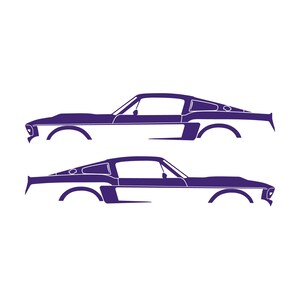 Set van 2 autosilhouet-stickers voor Ford Mustang Shelby GT500 E Paars