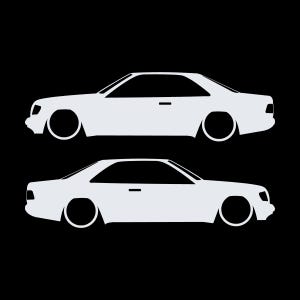 Set Of 2 Car Silhouette Decal Stickers For The Mercedes C124 E-Class W124 Coupe White