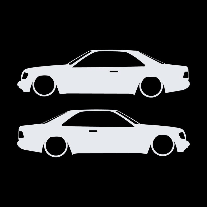 Set Of 2 Car Silhouette Decal Stickers For The Mercedes C124 E-Class W124 Coupe White