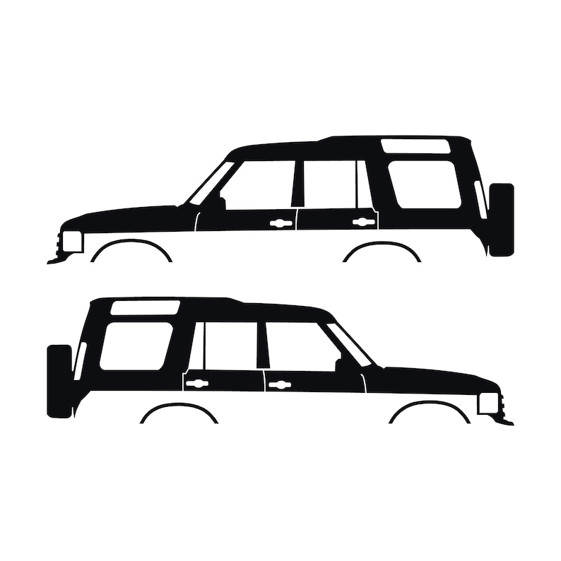Set mit 2 Auto-Silhouette-Aufklebern für Land Rover Discovery Classic S2 Schwarz
