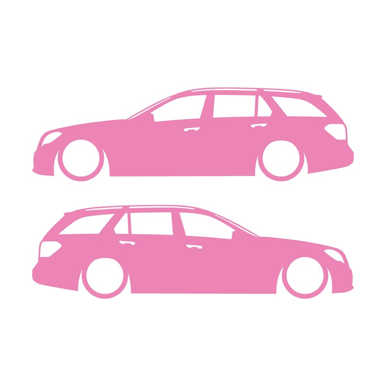 Set Of 2 Car Silhouette Decal Stickers For The Mercedes E-class S212 W212 Wagon Soft Pink