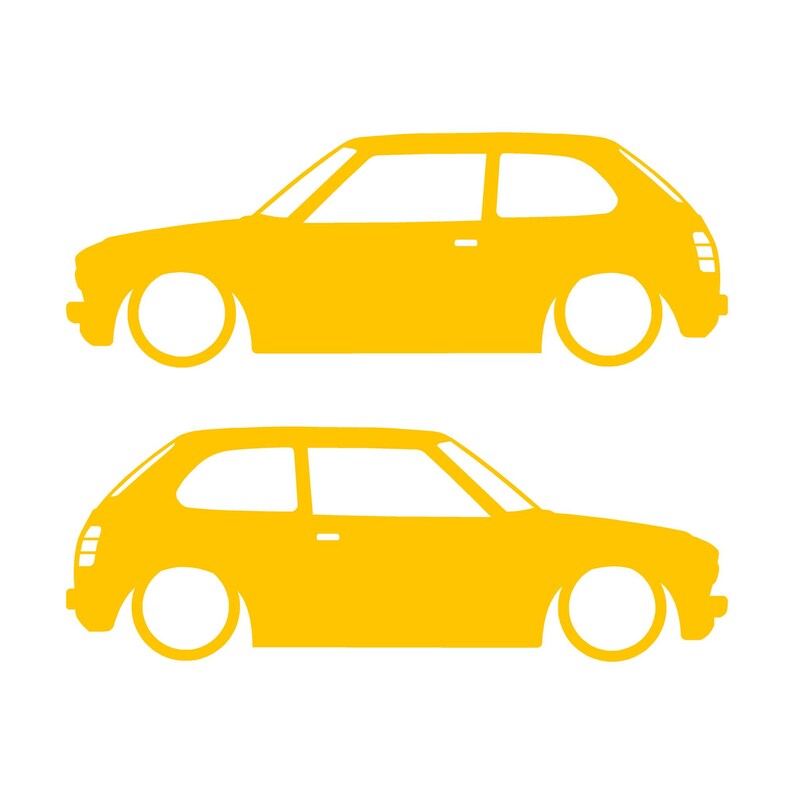 Set di 2 adesivi a forma di silhouette per auto Honda Civic EG Hatch Si 5a generazione B16 JDM Giallo