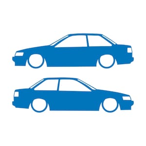 Set van 2 verlaagde autosilhouet-stickers voor Toyota Hilux 2-deurs N50 1988-97 Coupé Sky Blue