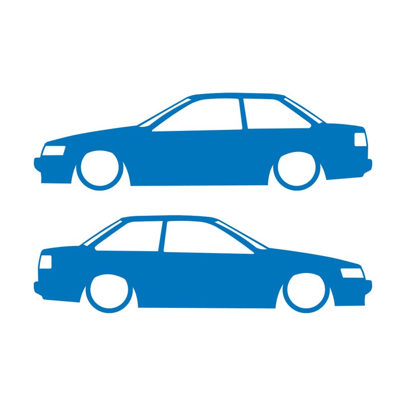 Set van 2 verlaagde autosilhouet-stickers voor Toyota Hilux 2-deurs N50 1988-97 Coupé Sky Blue