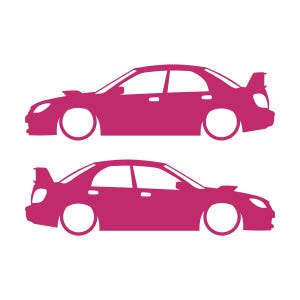 Set Of 2 Car Silhouette Decal Stickers For Subaru Impreza WRX STI 2nd Gen Hawk Eye Pink