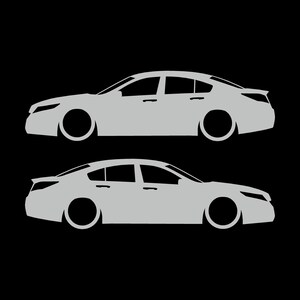 Set Of 2 Lowered Car Silhouette Decal Stickers For Acura TL 4th Gen UA8 2009-14 Light Grey