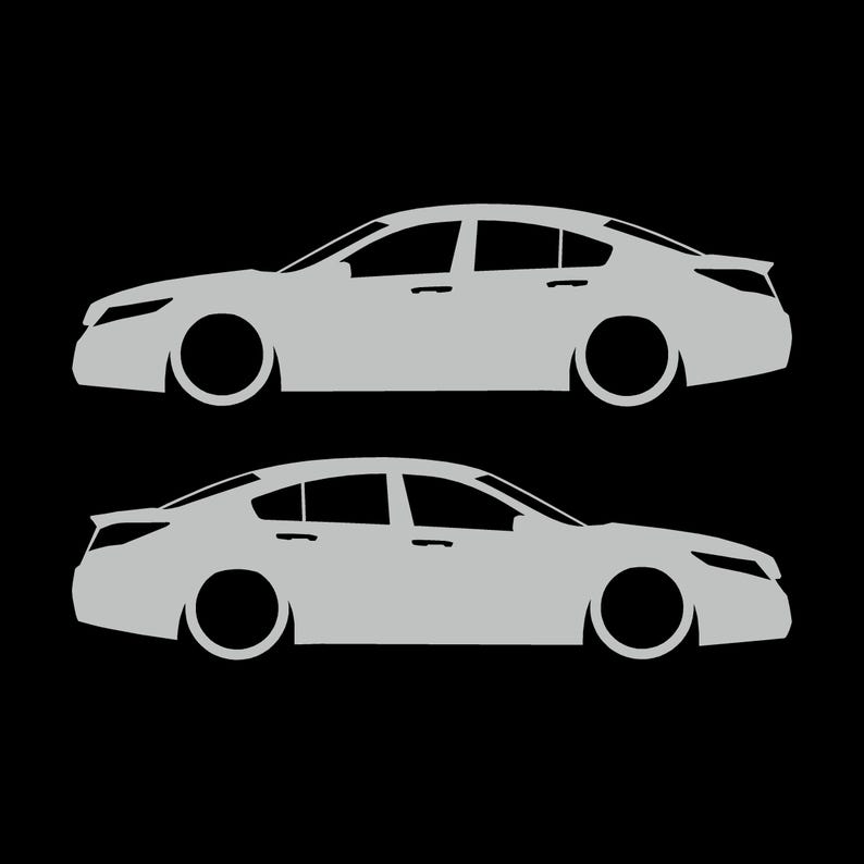 Set Of 2 Lowered Car Silhouette Decal Stickers For Acura TL 4th Gen UA8 2009-14 Light Grey