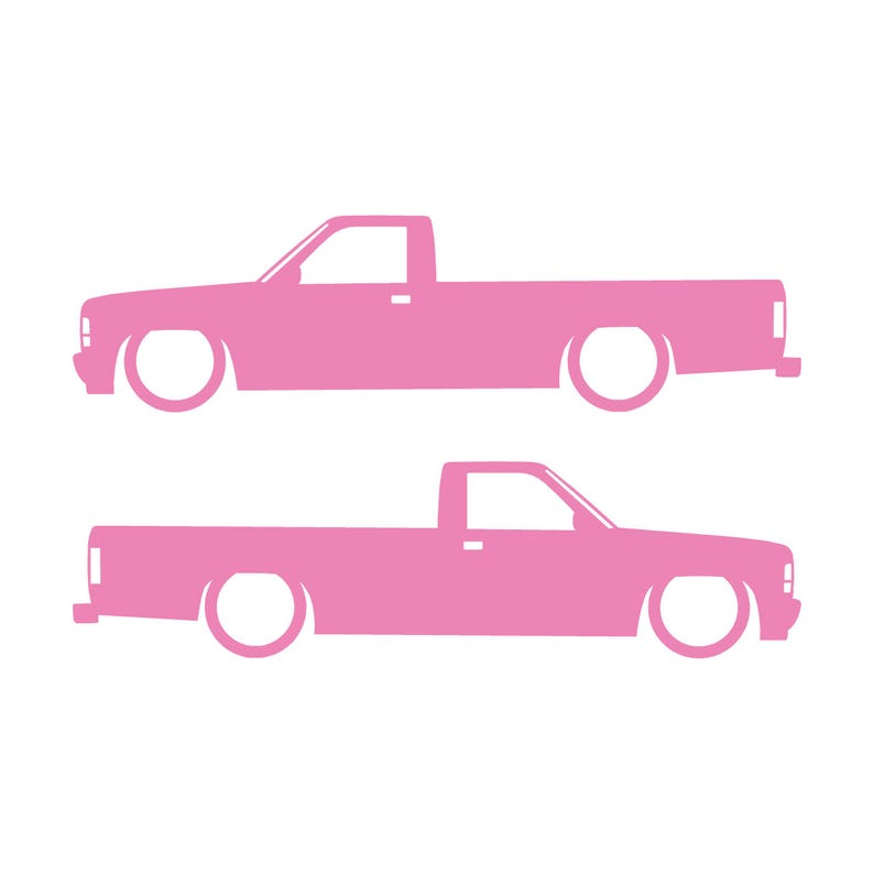 Set med 2 lastbilssilhuettdekaler för Dodge Dakota 1:a generationens single cab pickup Soft Pink