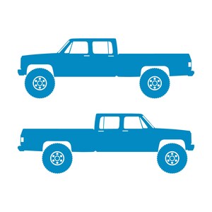 Conjunto de 2 adesivos com silhueta de carro para caminhonete Chevrolet C30 Dually Classic C10 de 3ª geração Light Blue
