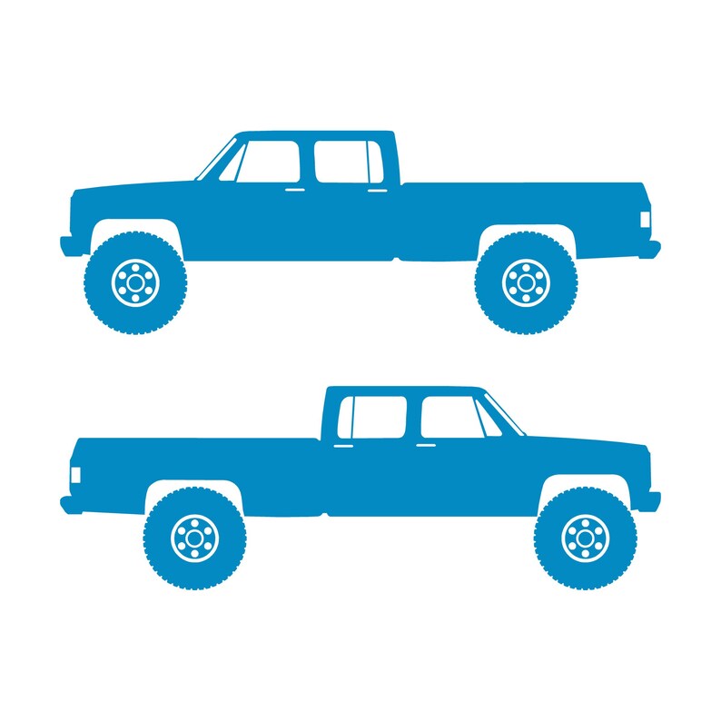 Conjunto de 2 adesivos com silhueta de carro para caminhonete Chevrolet C30 Dually Classic C10 de 3ª geração Light Blue