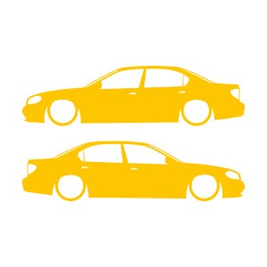 Set Of 2 Lowered Car Silhouette Decal Stickers For Nissan Cefiro A33 1998-2004 Yellow