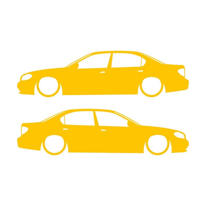Set Of 2 Lowered Car Silhouette Decal Stickers For Nissan Cefiro A33 1998-2004 Yellow