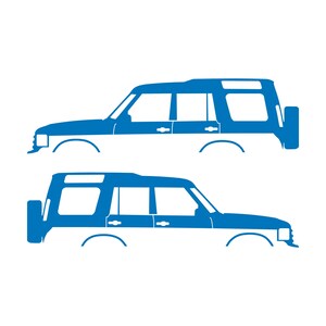 Set Of 2 Lifted Car Silhouette Decal Stickers For Land Rover Discovery 1 2 Classic Sky Blue