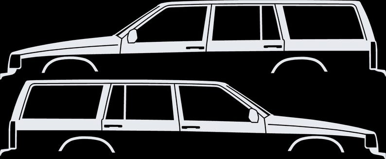 Conjunto de 2 adesivos com silhueta de carro para Volvo 945 Wagon Branco