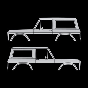 Set Of 2 Car Silhouette Decal Stickers For Classic Ford Bronco 1st Gen Top Removed Silver