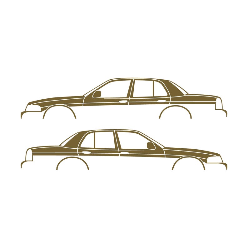 Juego de 2 pegatinas con silueta de coche para Ford Crown Victoria de 2.ª generación Oro