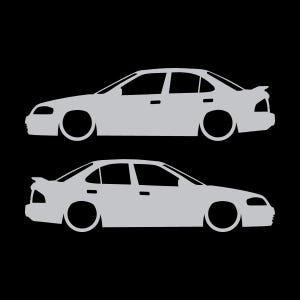 Juego de 2 pegatinas con silueta de coche para Nissan Sentra SE-R B15 Plata