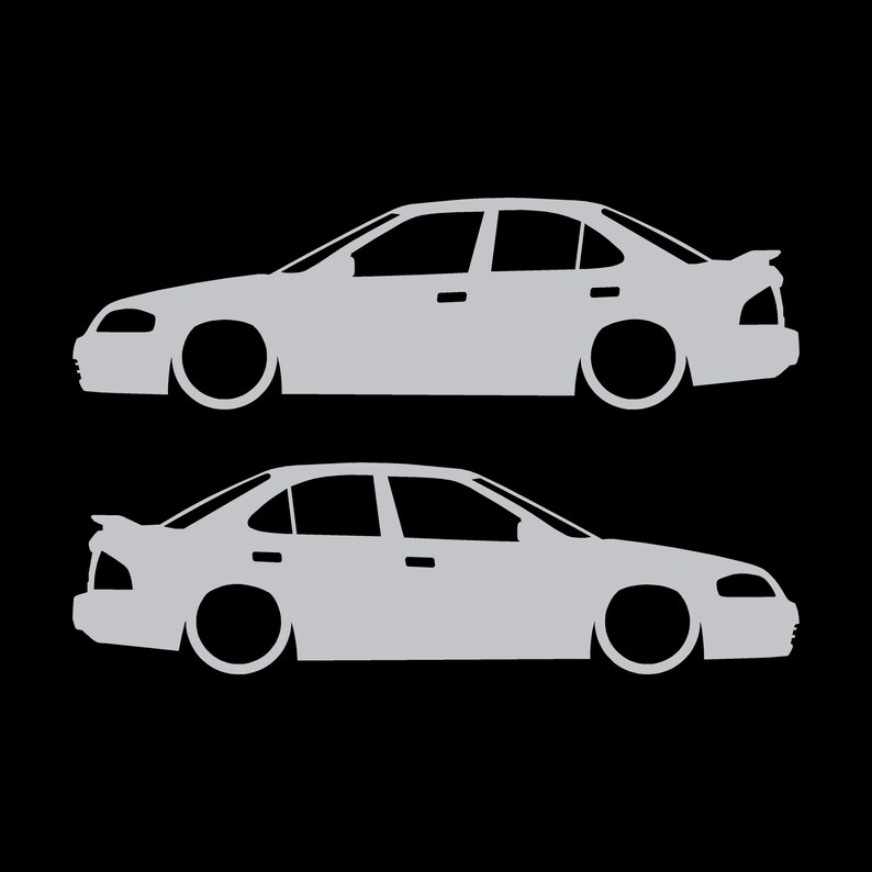 Juego de 2 pegatinas con silueta de coche para Nissan Sentra SE-R B15 Plata