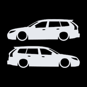 Set van 2 verlaagde autosilhouet-stickers voor Saab 9-3 Facelift 2e generatie SportCombi Wit