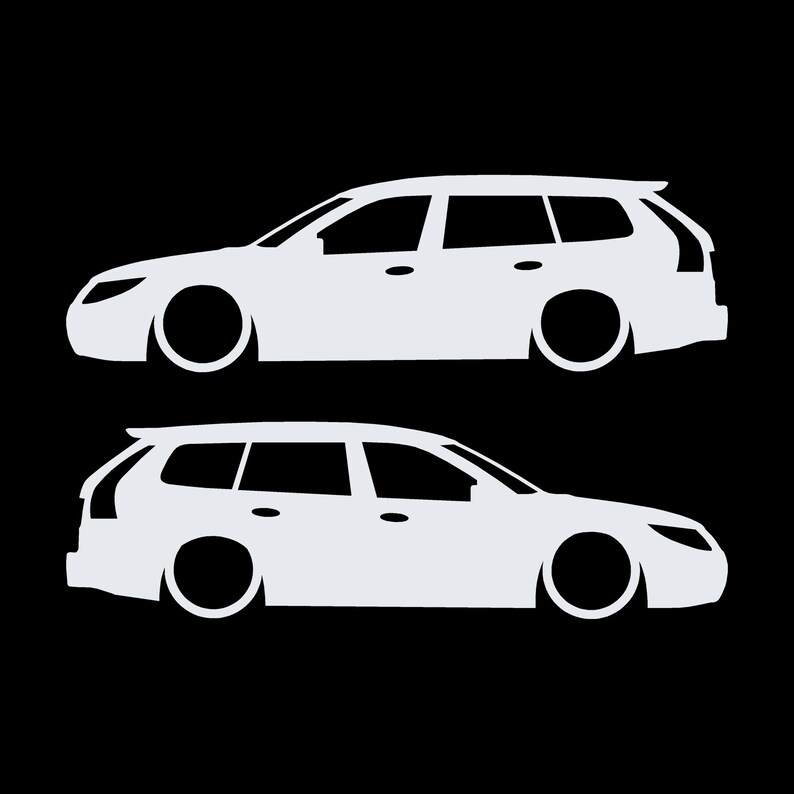 Set van 2 verlaagde autosilhouet-stickers voor Saab 9-3 Facelift 2e generatie SportCombi Wit