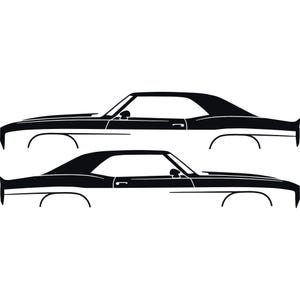Set Of 2 Car Silhouette Decal Stickers For Chevrolet Camaro 1st Gen Black