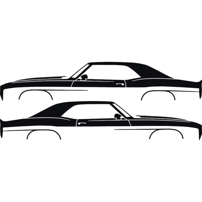 Set Of 2 Car Silhouette Decal Stickers For Chevrolet Camaro 1st Gen Black