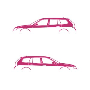 Juego de 2 pegatinas con silueta de coche para Saab 9-3 Early Spec 2nd Gen Sports Tourer Wagon Rosa