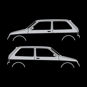 Set Of 2 Car Silhouette Decal Stickers For MG Metro Silver