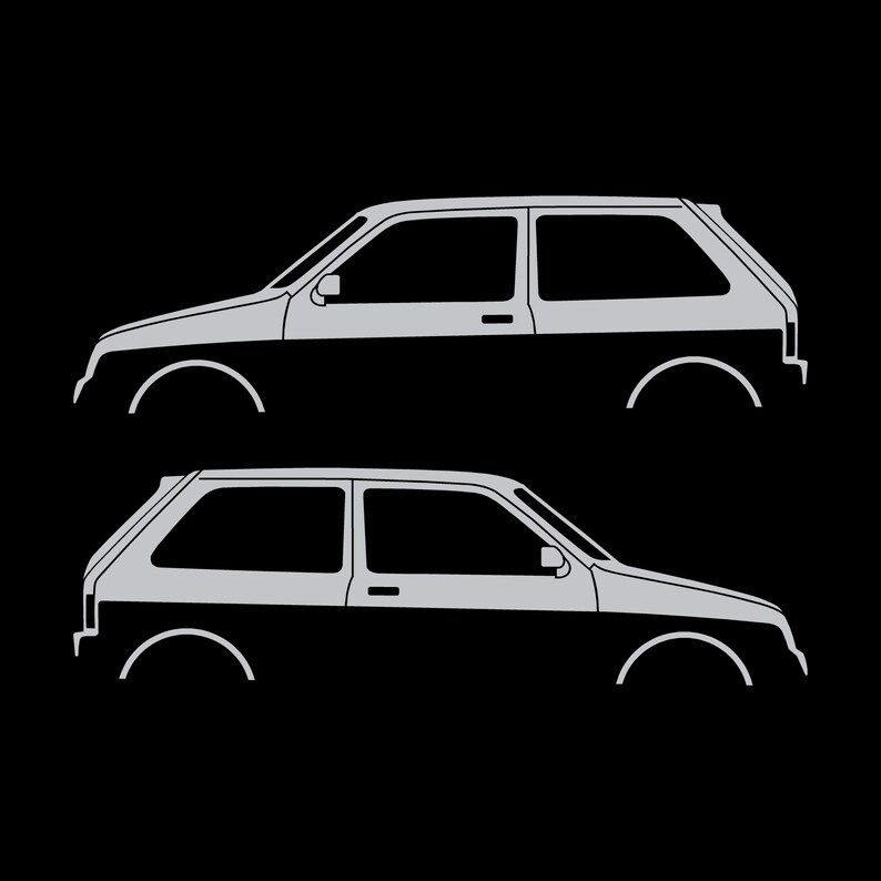 Set Of 2 Car Silhouette Decal Stickers For MG Metro Silver