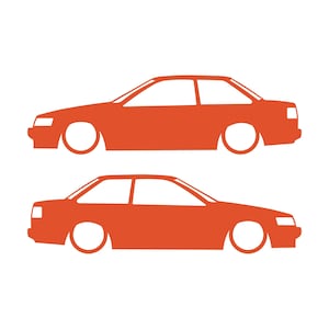 Set van 2 verlaagde autosilhouet-stickers voor Toyota Hilux 2-deurs N50 1988-97 Coupé Oranje