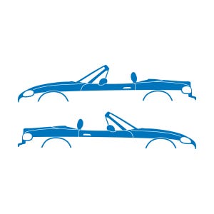 Set Of 2 Lowered Car Silhouette Decal Stickers For Mazda Miata MX5 NB Sky Blue