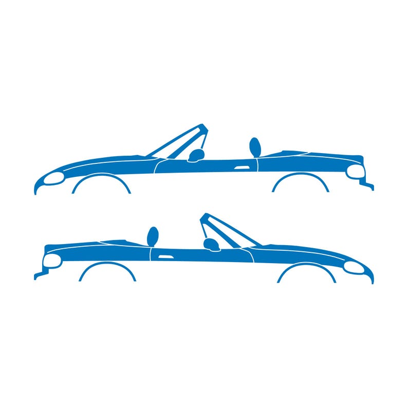 Set Of 2 Lowered Car Silhouette Decal Stickers For Mazda Miata MX5 NB Sky Blue