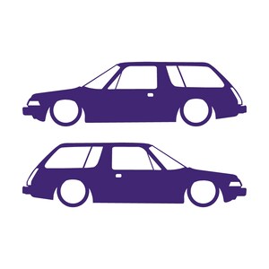 Set Of 2 Lowered Car Silhouette Decal Stickers For AMC Pacer Classic Wagon Purple